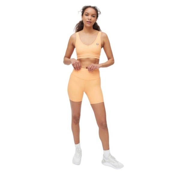 Champion x Urban Outfitters Ribbed Bike Short Size Small Bright Orange 5" Inseam - Picture 1 of 11